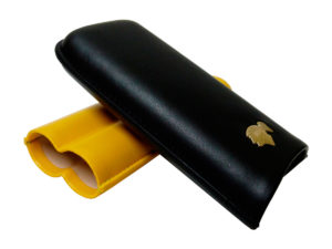 Porta charuto Cohiba para 2 charutos preta/amarela