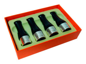 Kit para charutos com 4 piteiras-prata