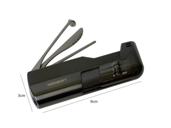 Isqueiro Honest 1 chama para cachimbo com canivete grafite BCZ1002G - Imagem 2