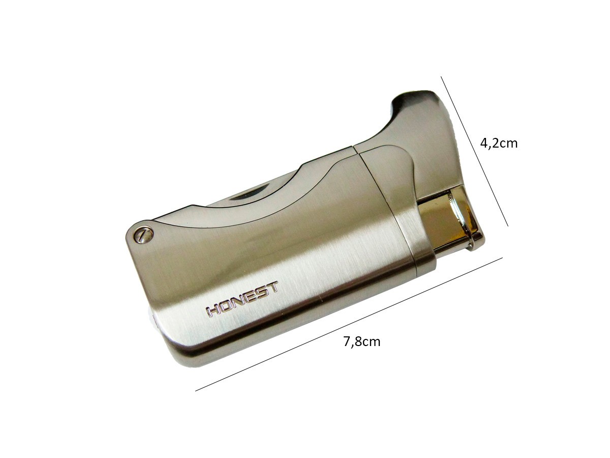 Isqueiro Honest 1 chama para cachimbo prata BCZ241P - Imagem 2