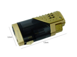 Maçarico Honest com 3 chamas e furador dourado e preto BCZ3023D