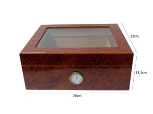 Caixa umidora de madeira para 25 charutos-marrom