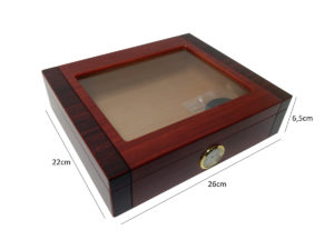 Caixa umidora de madeira com visor para 12 charutos VG5196