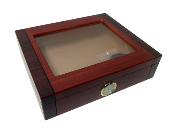 Caixa umidora de madeira com visor para 12 charutos VG5196