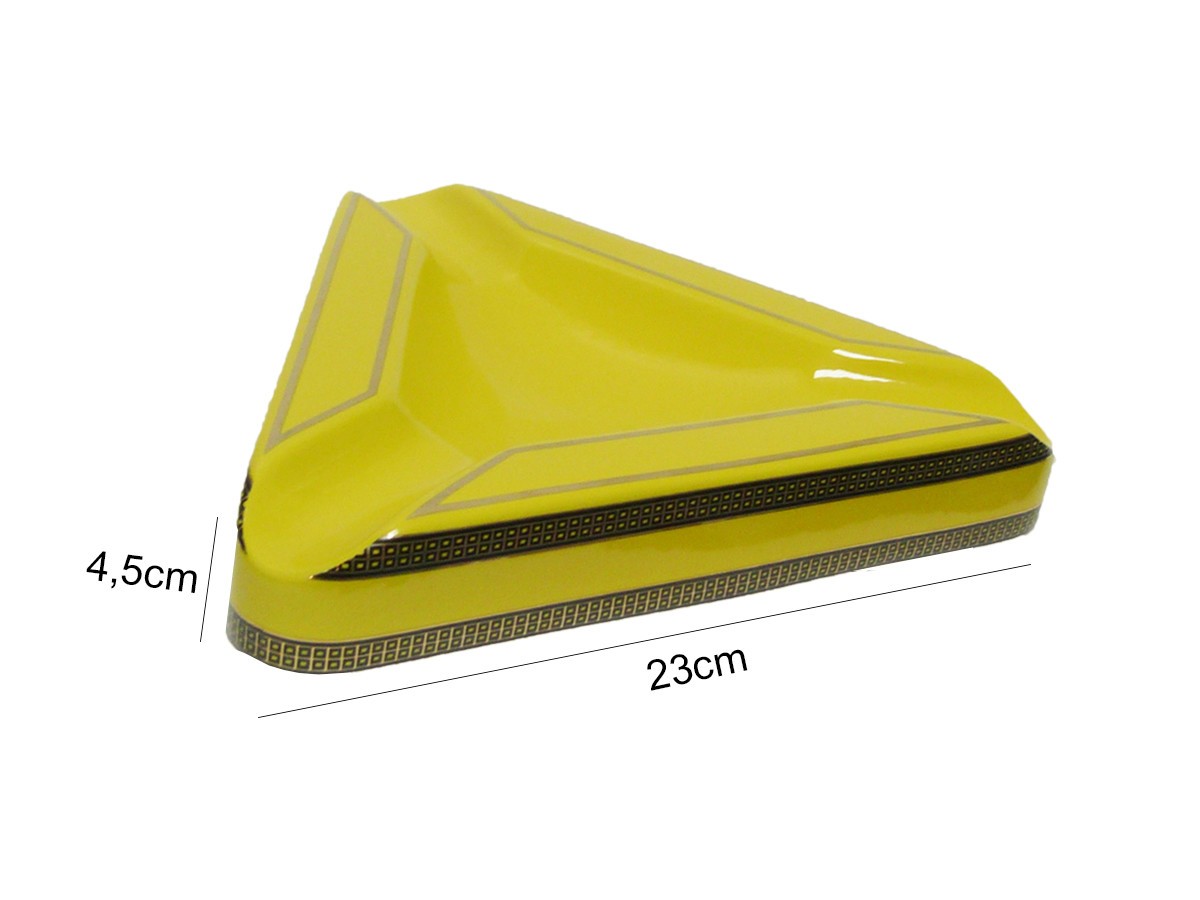 Cinzeiro de Cerâmica Triangular para 3 - Amarelo - Imagem 2