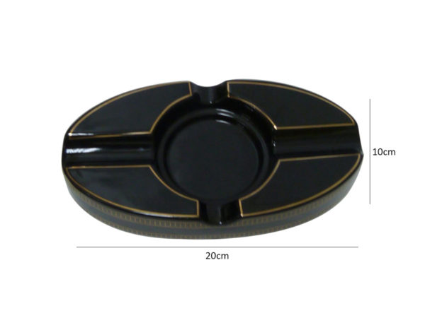 Cinzeiro de cerâmica oval para 4 preto - Imagem 2