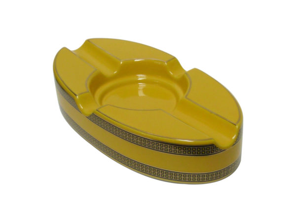 Cinzeiro de cerâmica oval para 4 amarelo