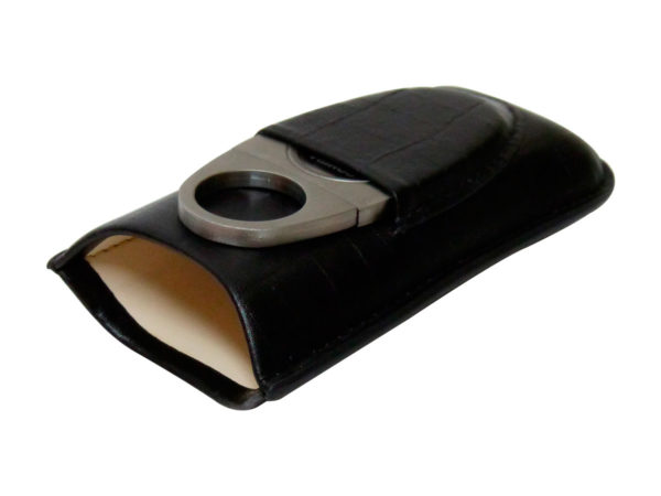 Porta charuto Cohiba para 2 e cortador preto - Imagem 3